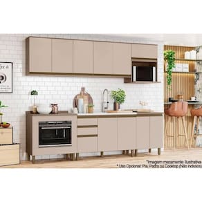 Cozinha Completa Connect 10 Peças (5 Armários + 3 Balcões + 2 Complementos) C6P26 Duna/Cristal - Henn