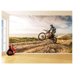 Papel De Parede 3D Moto Cross Trilha Terra Mx 3,5M Bkm13