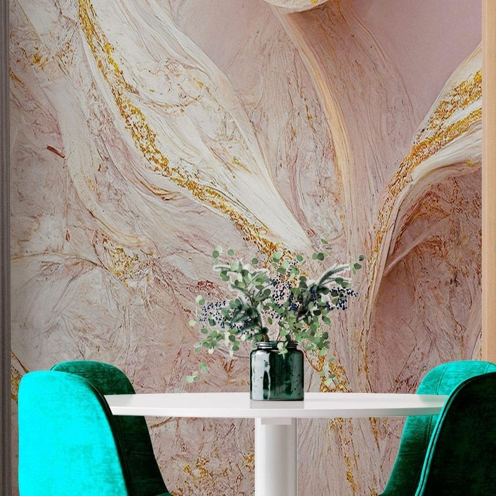 Papel de parede painel 3d mármore branco bege ouro 2m