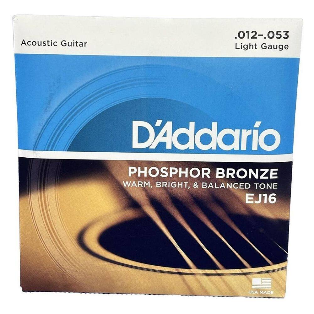 Cordas Aço D`Addario Phosphor Violão Ej16 Tensão 012 Bronze