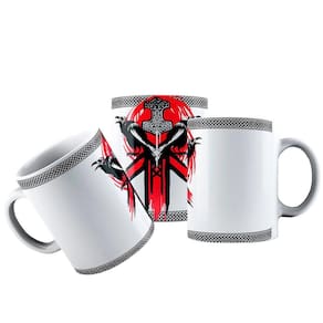 Caneca cerâmica mjolnir thor corvos odin mitos nórdicos