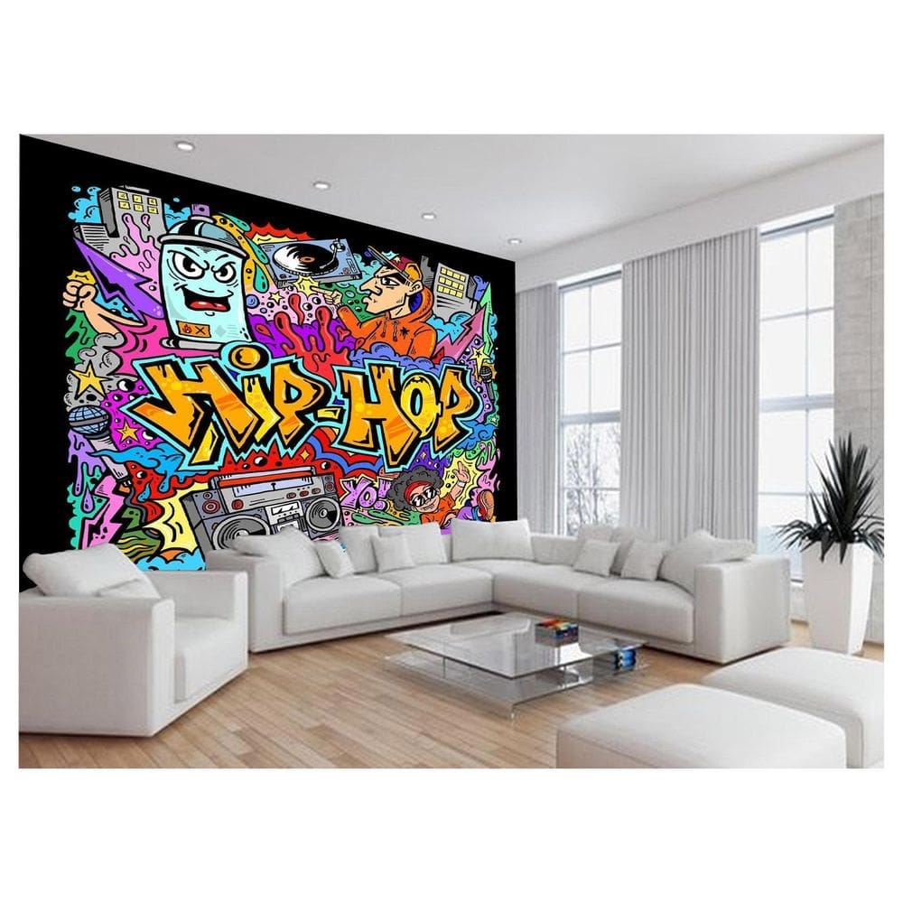 Papel De Parede 3D Arte Graffiti Mural Hip Hop 3,5M Tra125