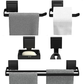 Kit Acessórios De Banheiro Ventosa Preto 5 Peças Duplo F.Max
