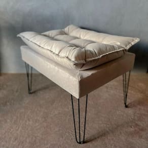 Puff Redondo em Suede - Alta Qualidade - 52x46x62 cm