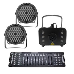 Kit 2 Par Led 3 Em 1 + Máq. De Fumaça 1200W + Mesa Dmx 512