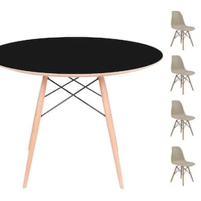 Conjunto Mesa Eames Preta 120cm + 4 Cadeiras Fendi