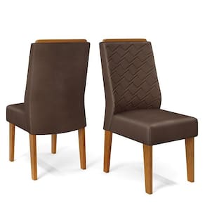 Cadeira para Mesa de Jantar Lidia Kit 2 Peças Freijó Veludo Moca - Dj Móveis