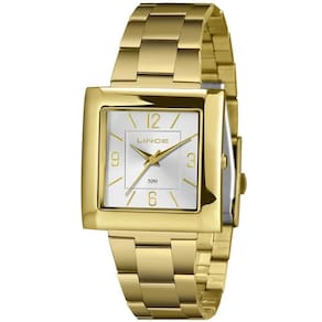 Relógio Feminino Dourado Lince Quadrado Lançamento