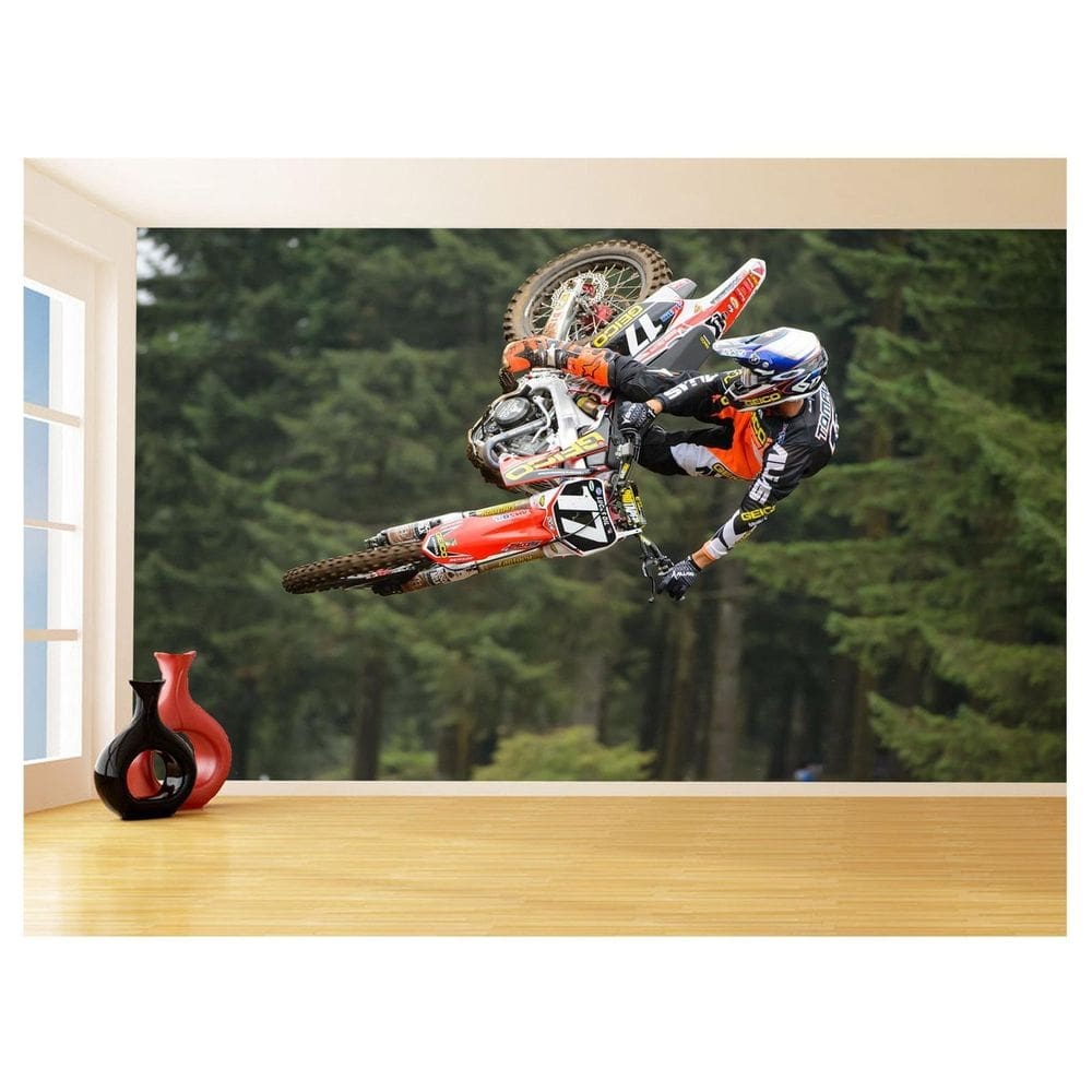Papel De Parede 3D Moto Cross Trilha Terra Mx 3,5M Bkm15