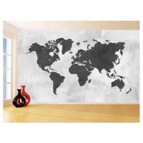 Papel De Parede 3D Mapa Mundi Cimento Concreto 3,5M Nmu36