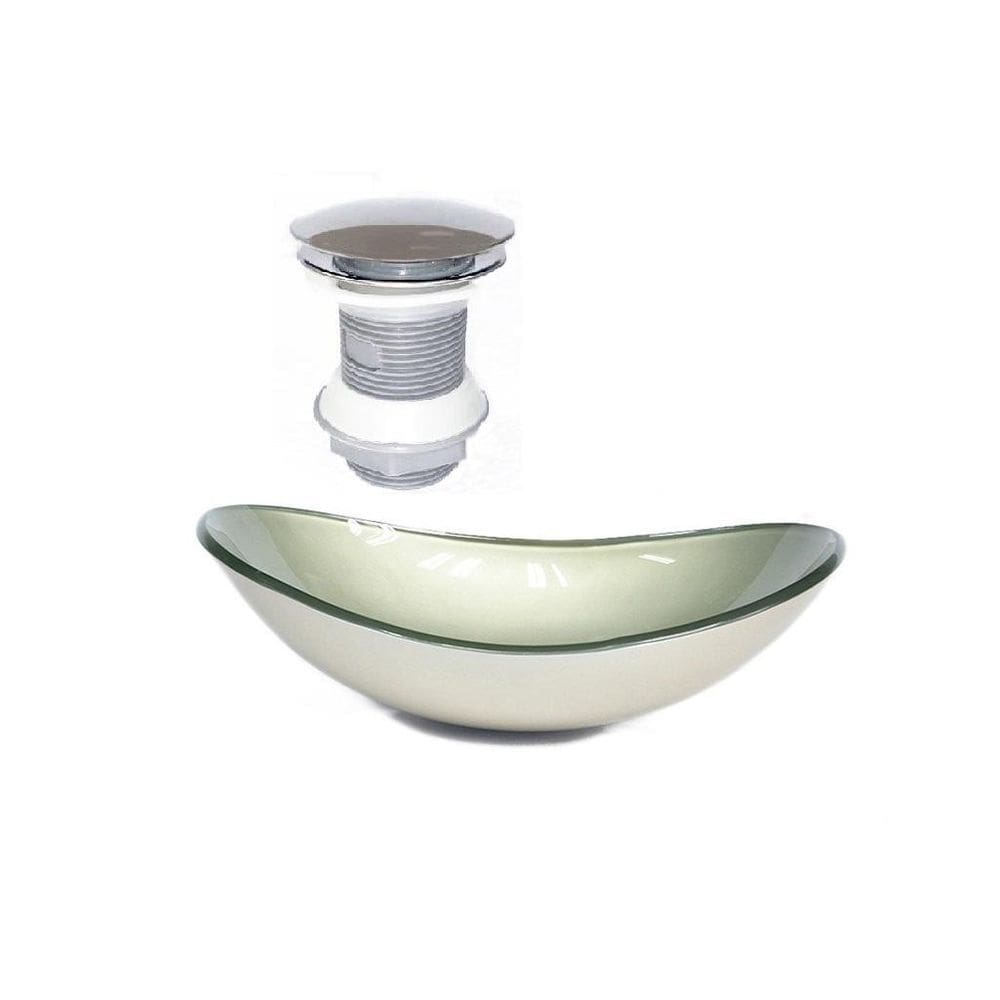 Cuba de vidro oval 47cm champanhe + válvula click