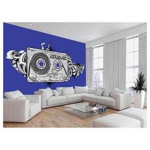 Papel De Parede 3D Musica Fita Retrô Mix Tape 3,5M Mus31