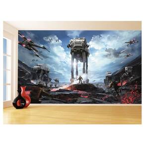 Papel De Parede 3D Star Wars Batalha Walker Neve 3,5M Stw10