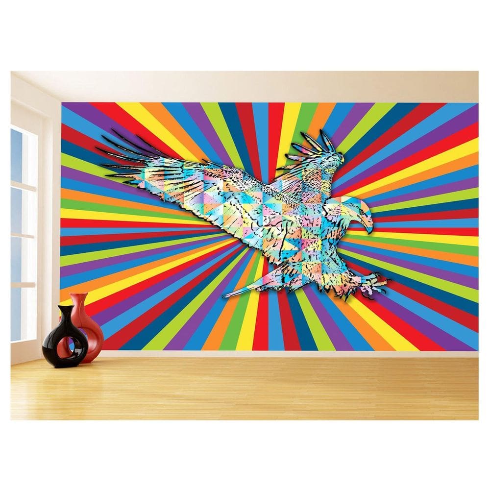 Papel De Parede 3D Animais Pop Art Águia Voando 3,5M Pxa252