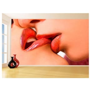 Papel De Parede 3D Arte Boca Beijo Lábios Sexy 3,5M Tra150
