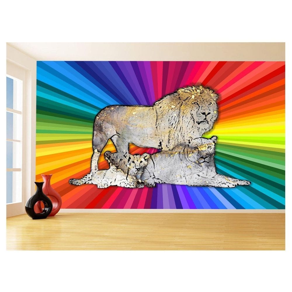 Papel De Parede Animais Pop Art Familia Leões 3,5M Pxa409