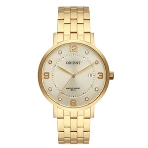 Relógio feminino orient dourado fgss1165 c2kx com calendário