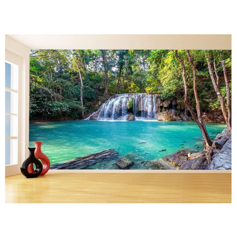 Papel De Parede 3D Paisagem Cachoeira Florestas 3,5M Nch240