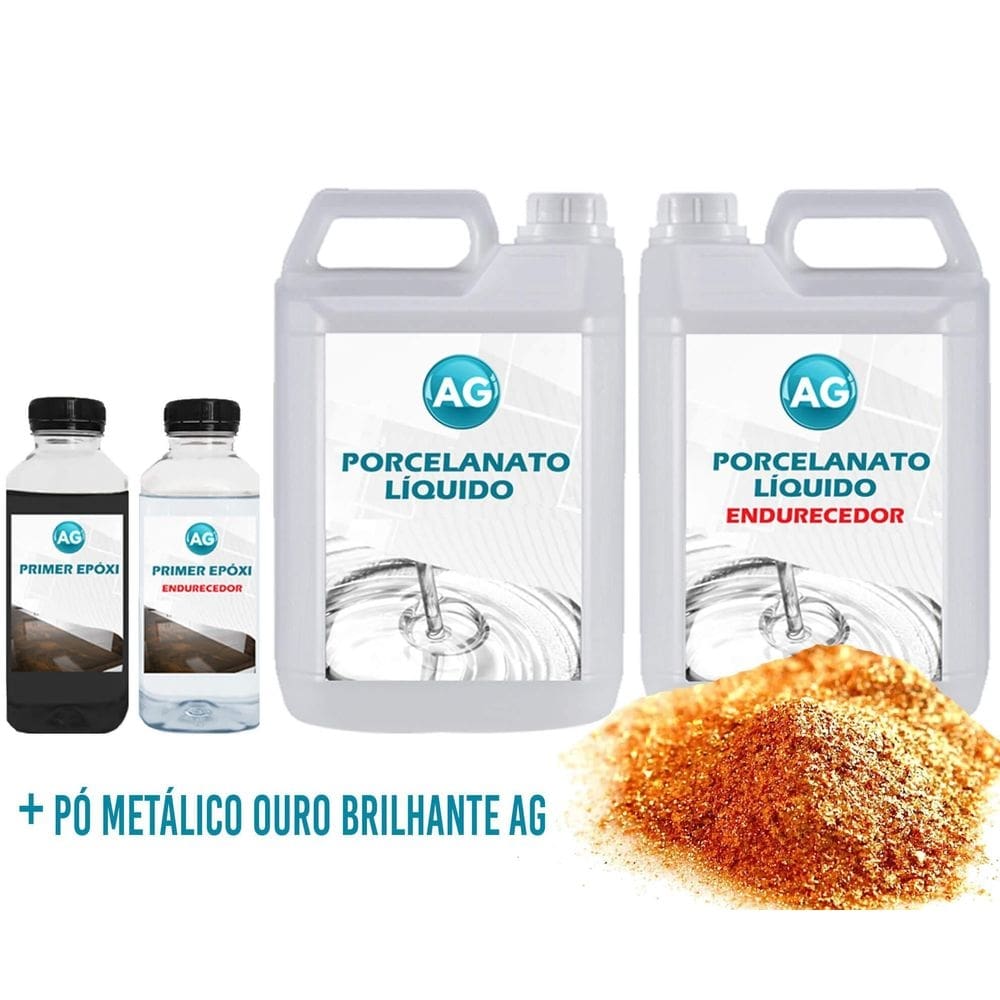 Kit porcelanato líquido metálico ouro brilhante ag por m