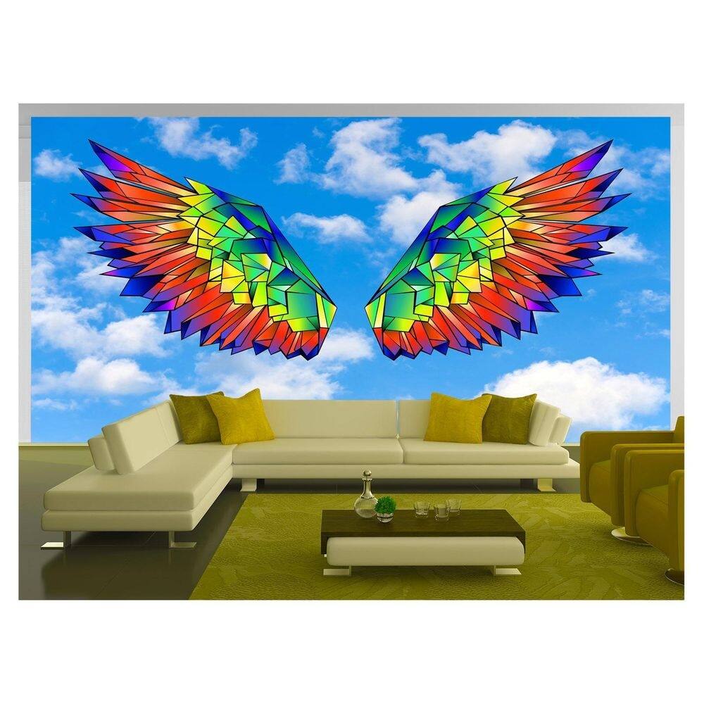 Papel De Parede 3D Arte Asas Selfie Insta Cores 3,5M Tra318