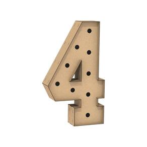 Número 4 Letra Caixa Grande Mdf 90Cm Altura Furo Iluminação