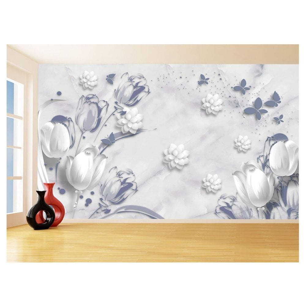Papel De Parede 3D Floral Textura Sala Flores 3,5M Xfl358