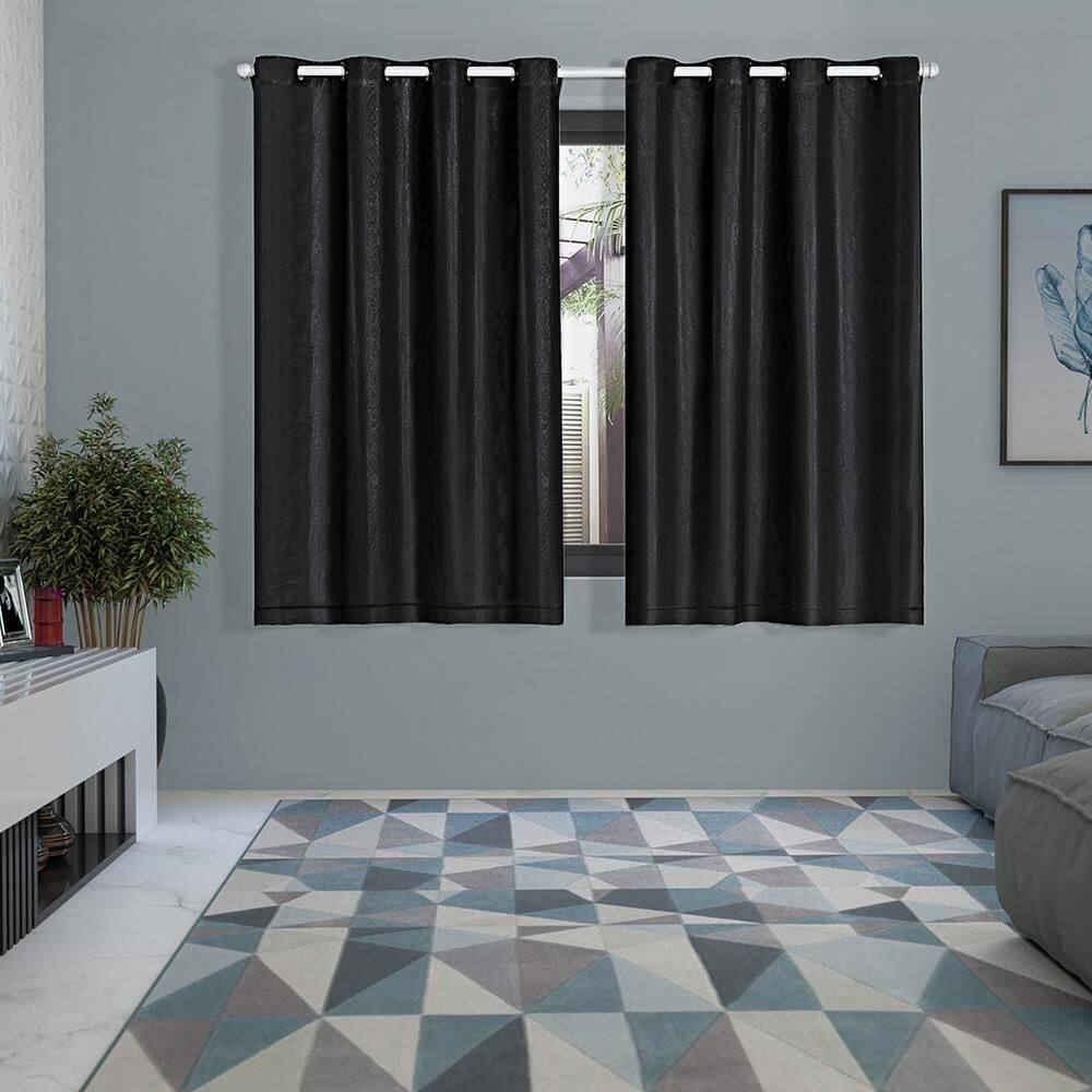 Cortina Blackout Voil 2,00 X 1,40 Sala Quarto Blecaute Preto