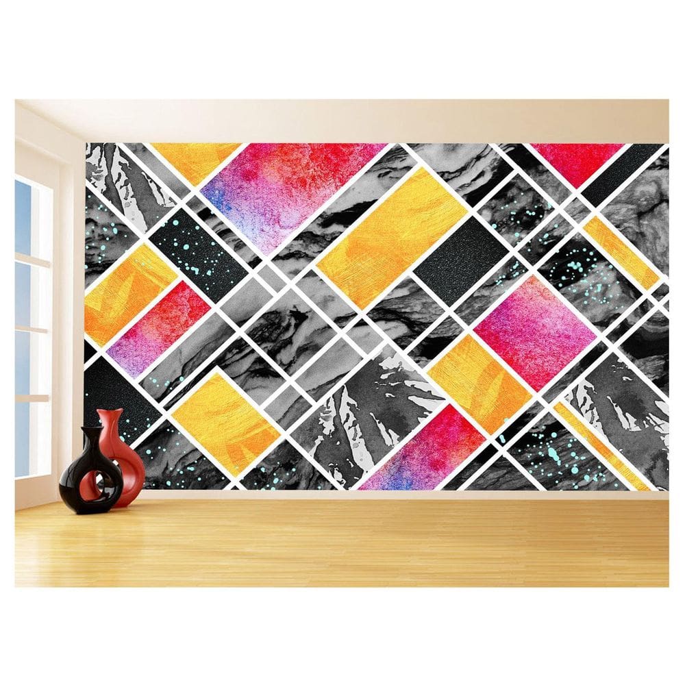 Papel De Parede Geométrico Linhas Cores Formas 3,5M Gmt61