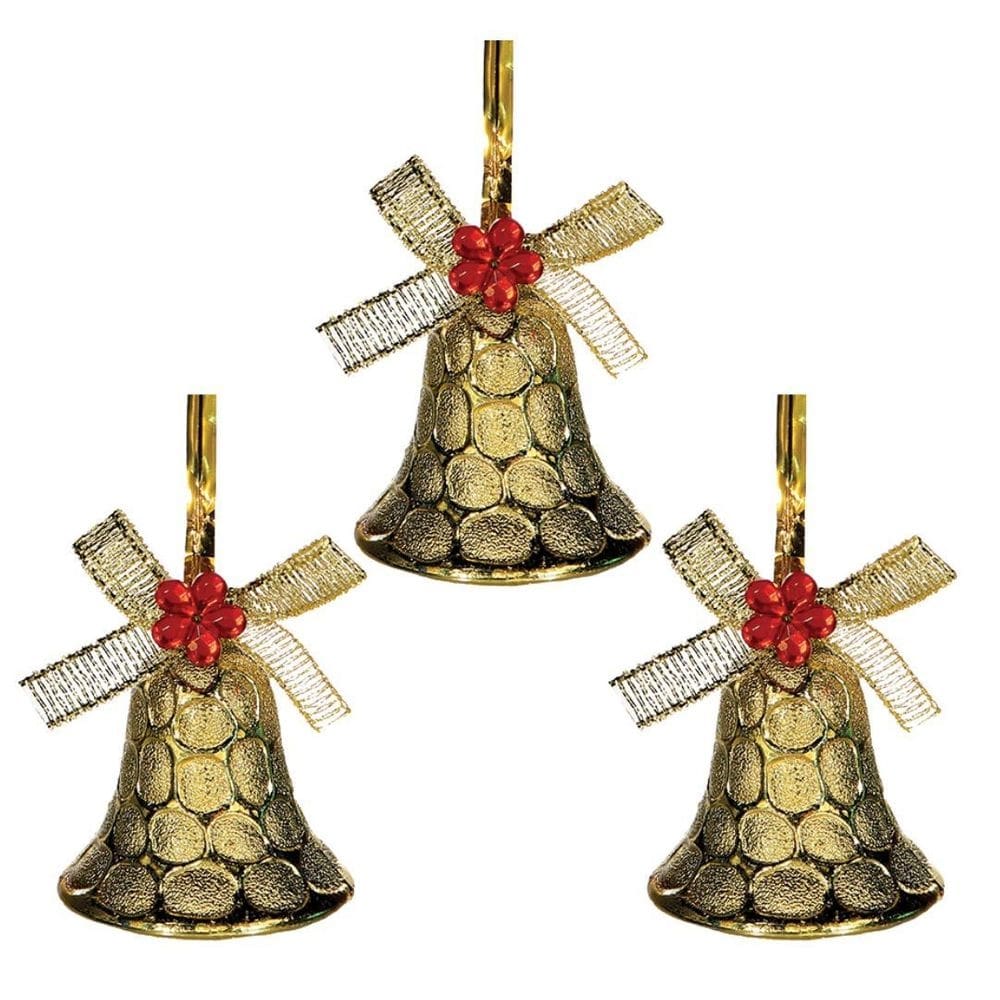 Kit 3 enfeites sinos para arvore de natal decoração 3,5x4 cm