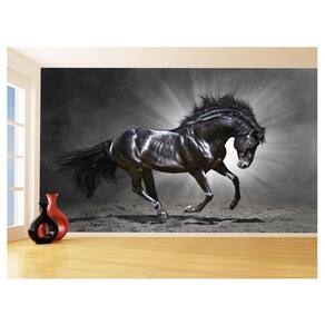 Papel De Parede Animais Cavalo Preto Saltando 3,5M Anm360