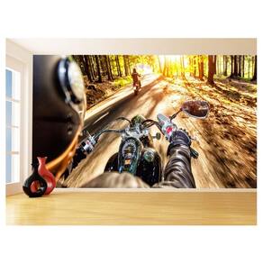 Papel De Parede 3D Moto Esporte Viagem Estrada 3,5M Bkm101