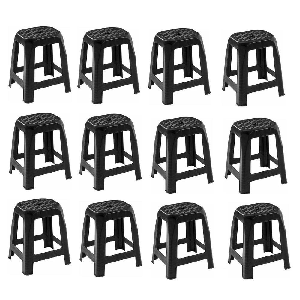 12 banco banqueta plástica reforçada 120kg preto - rischioto