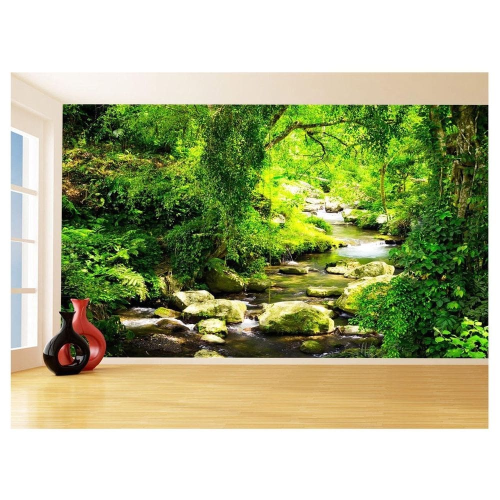 Papel De Parede 3D Paisagem Cachoeira Florestas 3,5M Nch224