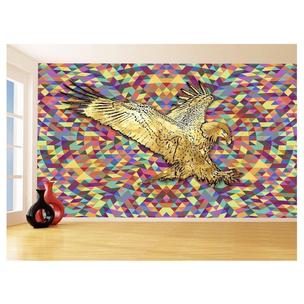 Papel De Parede 3D Animais Pop Art Águia Voando 3,5M Pxa241