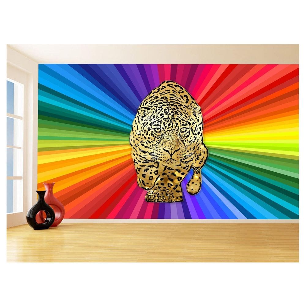 Papel De Parede 3D Animais Pop Art Onça Pintada 3,5M Pxa86