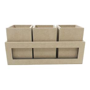 Cesto laser com trio de potes liso em mdf decoração