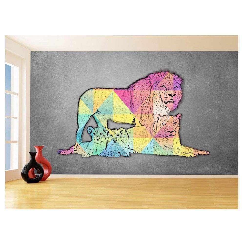 Papel De Parede Animais Pop Art Familia Leões 3,5M Pxa422