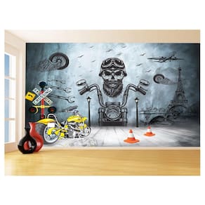 Papel De Parede 3D Moto Custom Chopper Viagem 3,5M Bkm135