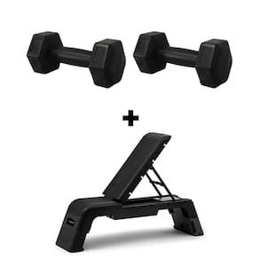 Kit banco step + par de halteres 9kg ahead sports preto