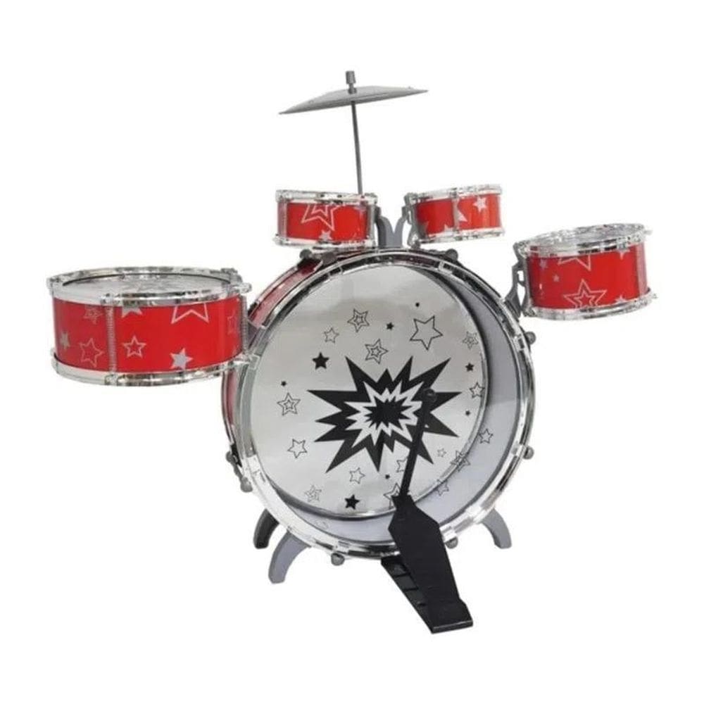 Super bateria rock star vermelho dó ré mi fun - multilaser