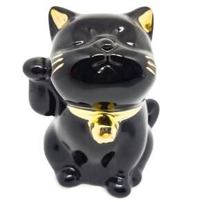 Maneki neko cerâmica - branco, dourado ou preto