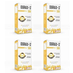4 caixas ograx 3 500mg suplemento cães e gatos ômega 3