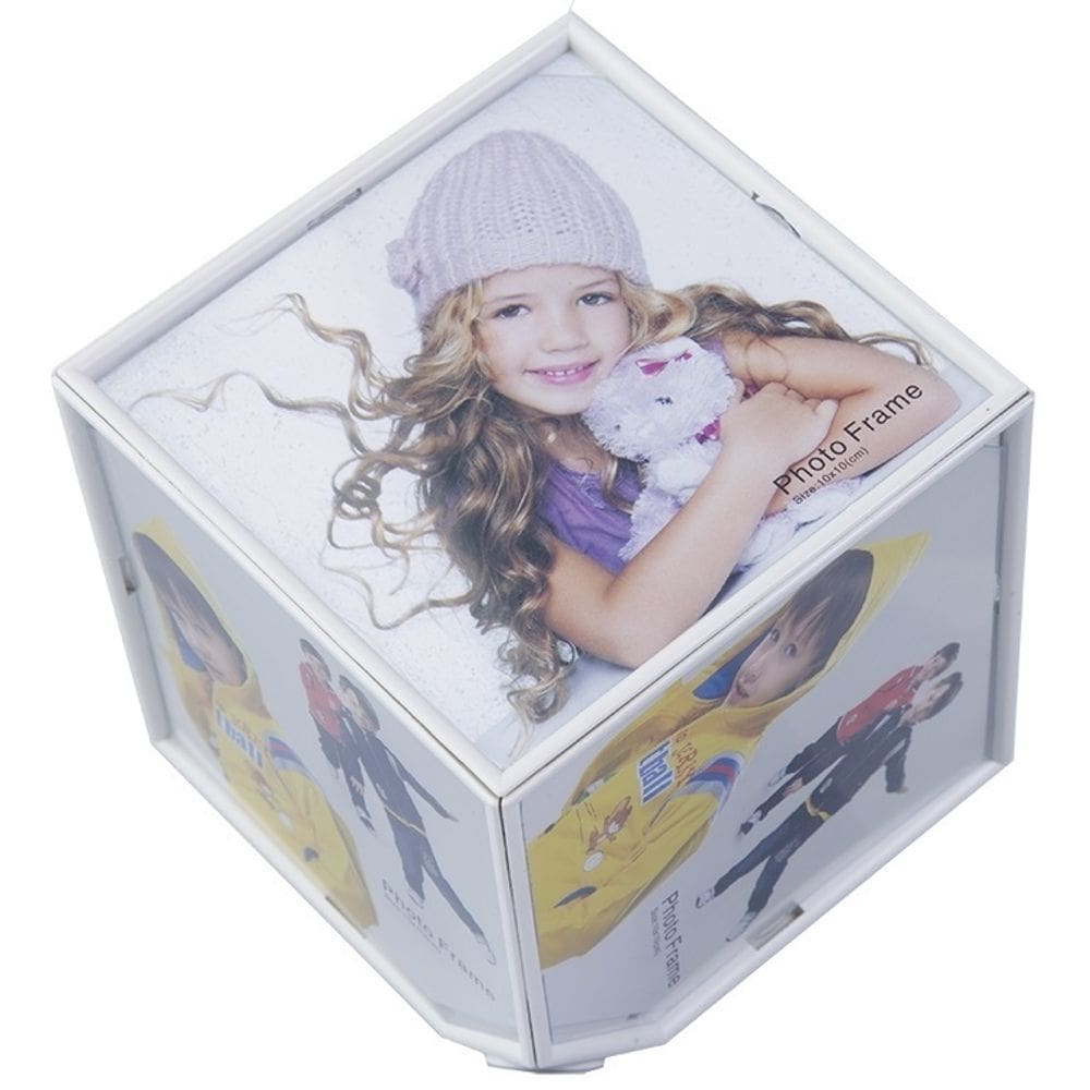 Porta Retrato Cubo Giratório de plástico Para 6 Fotos 10x10