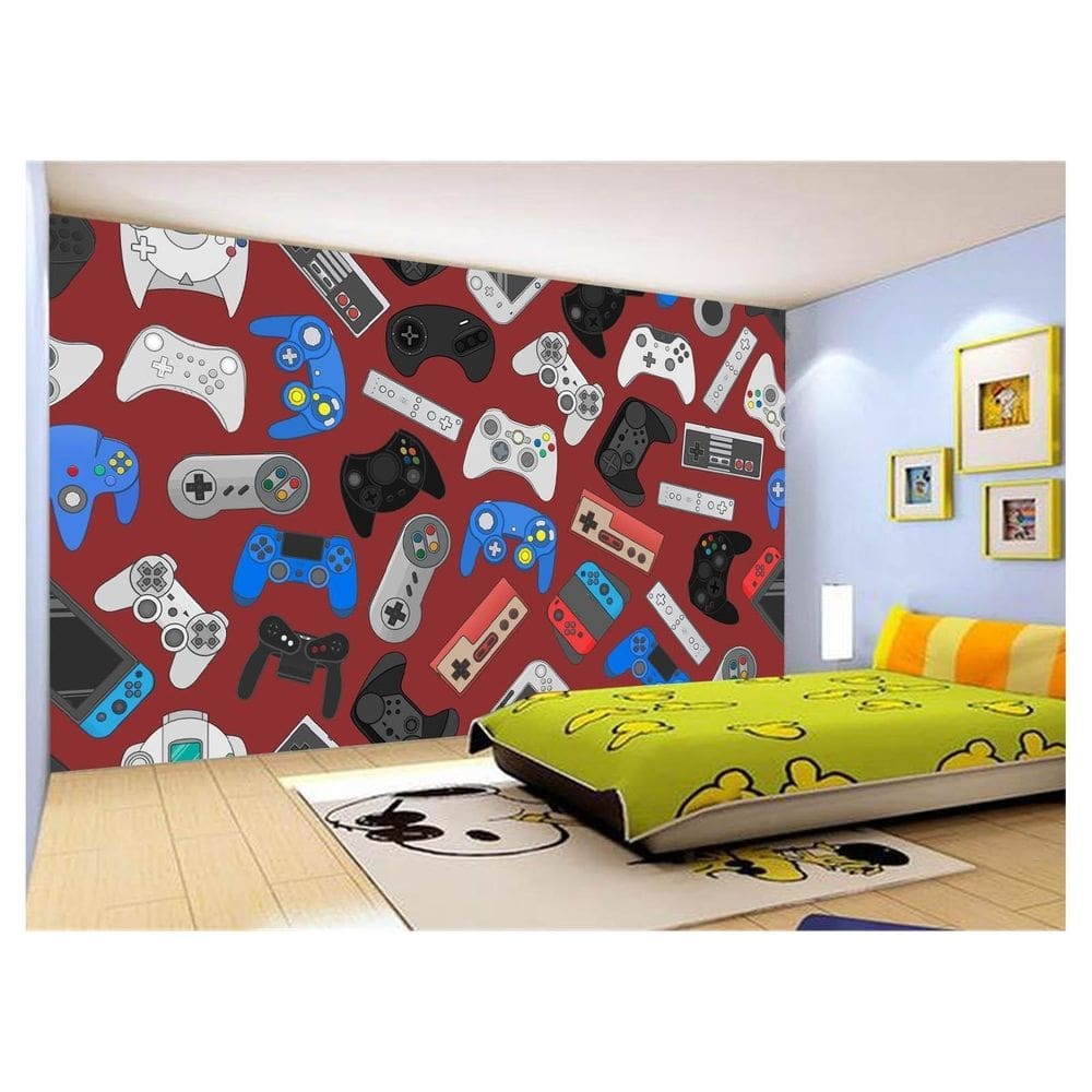 Papel De Parede 3D Infantil Controle Game Jogo 3,5M Azs241