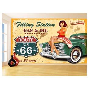 Papel De Parede 3D Carro Antigo Hot Rod Pin Up 3,5M Cxr15