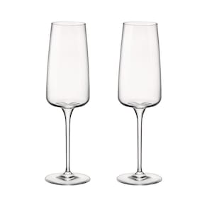 Jogo 2 taças de vidro champagne 240 ml nexo bormioli rocco