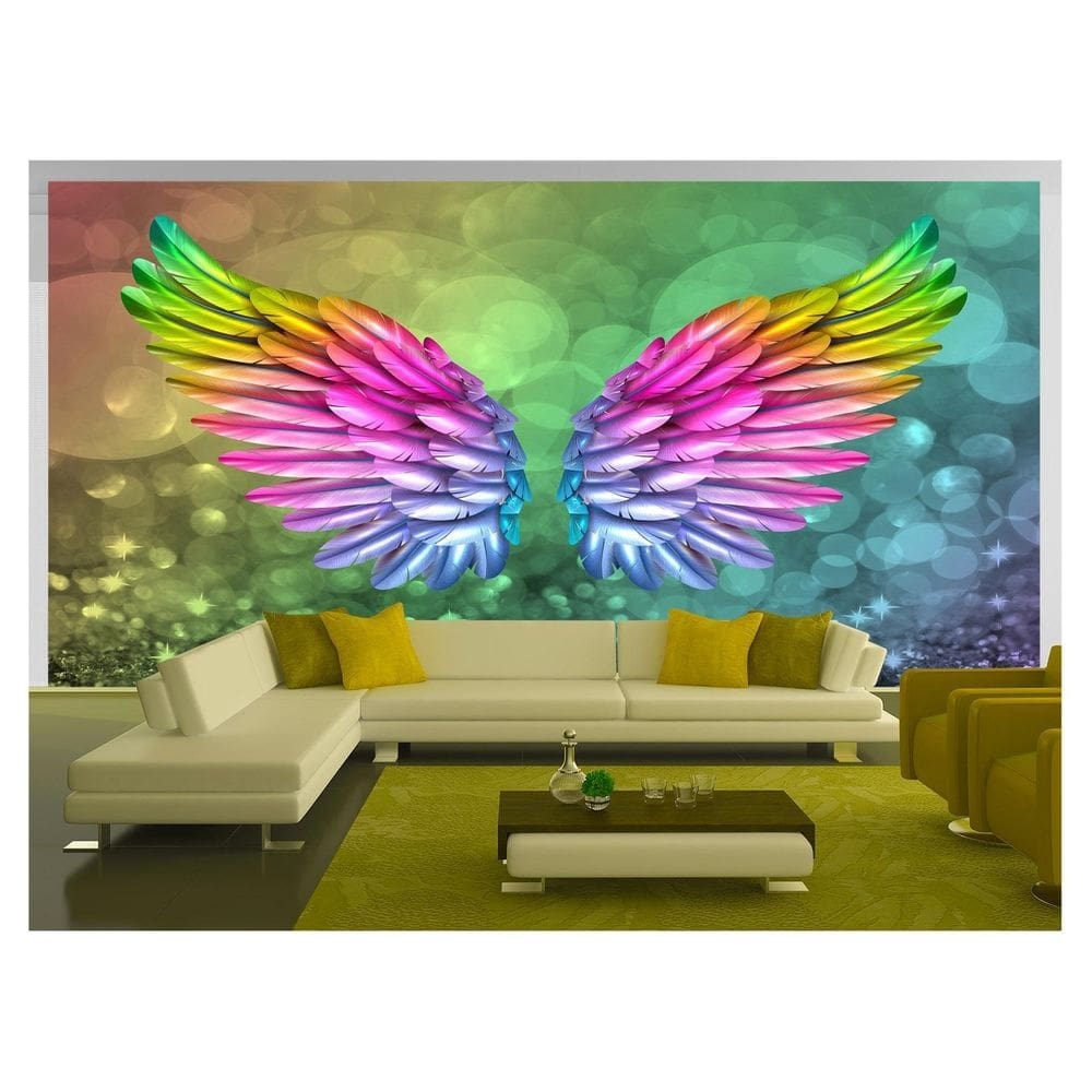 Papel De Parede 3D Arte Asas Selfie Insta Cores 3,5M Tra272