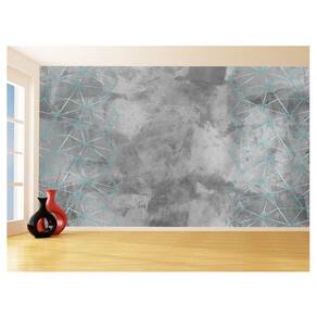 Papel De Parede Concreto Linhas Azul Turquesa 3,5M Kkt317
