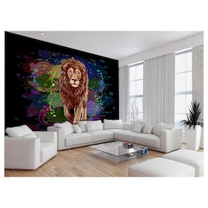Papel De Parede Animais Leão Rosto Arte Cores 3,5M Anm489