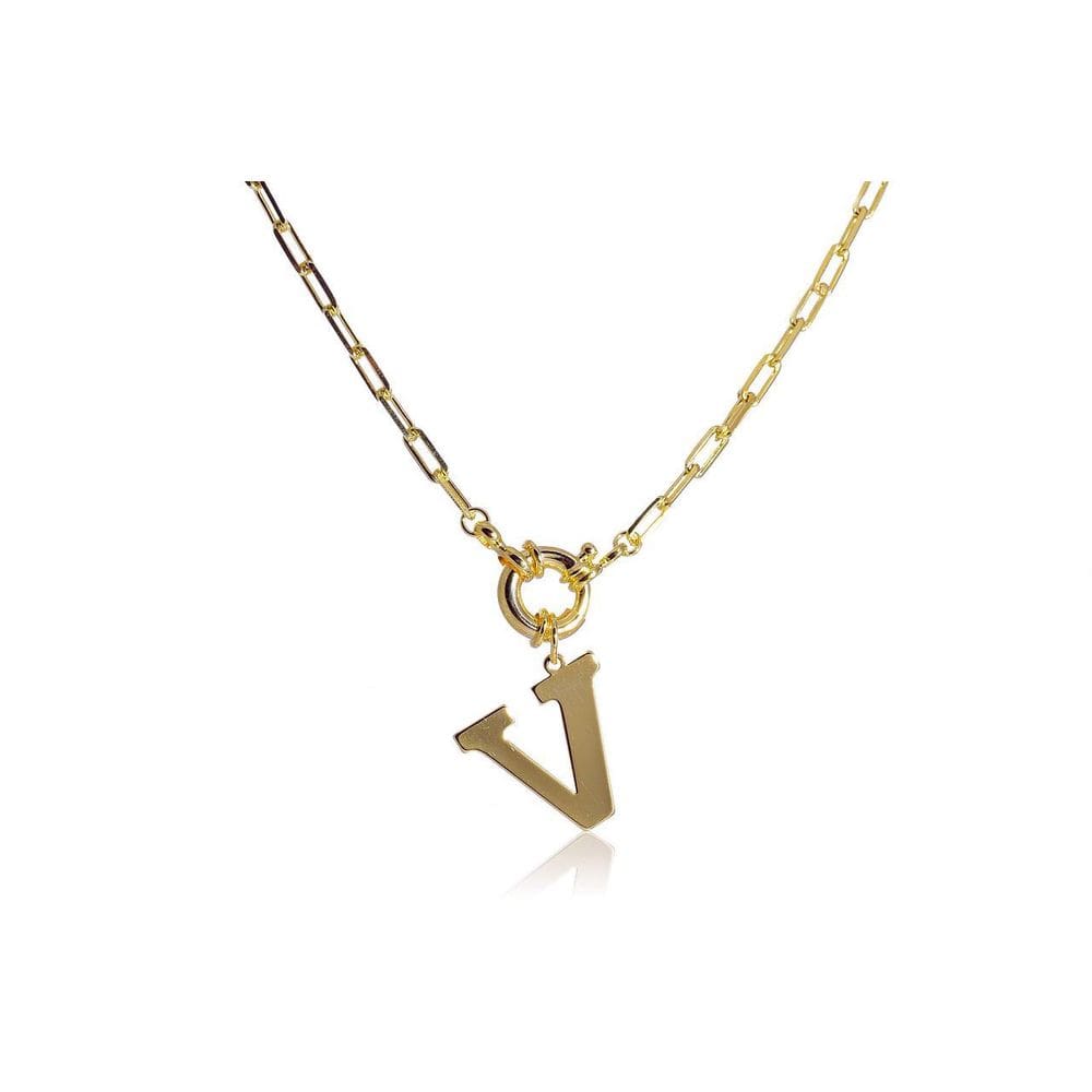 Colar De Letras Folheado Em Ouro 18K